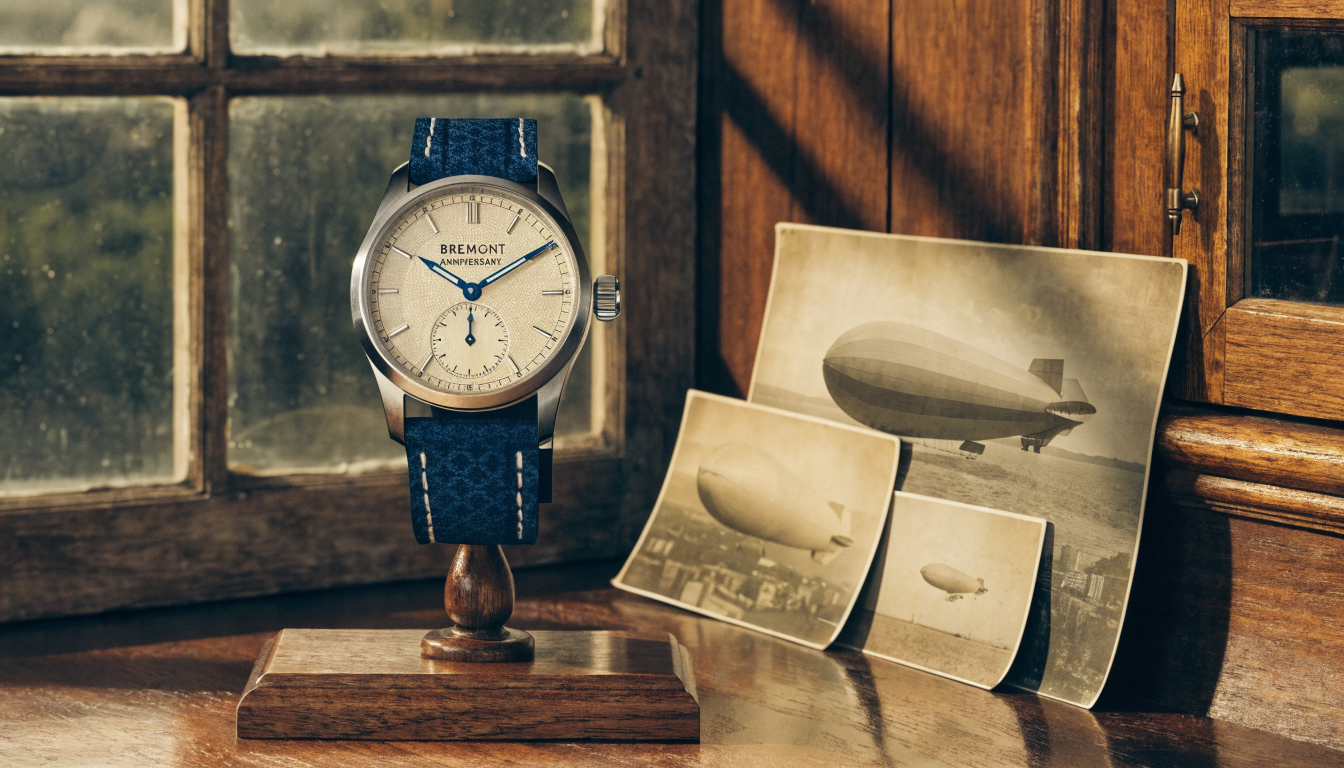 Colección Zeppelin 100 Jahre con esfera color crema y agujas azuladas