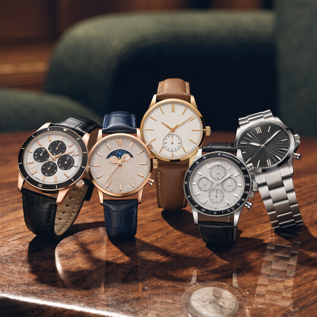 Colección personal de relojes Zeppelin sobre superficie de cuero